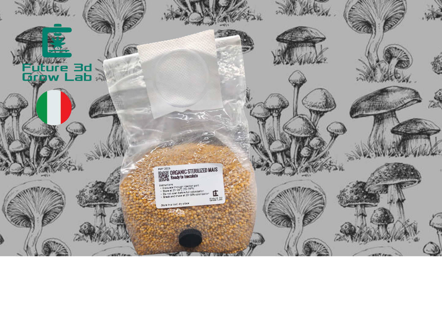 Grain Spawn Miglio Bio Sterilizzato Con porta d'iniezione